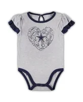 Newborn and Infant Boys and Girls Navy, Gray Dallas Cowboys Two-Pack Too Much Love Bodysuit Set