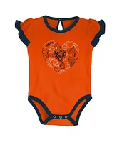 Newborn and Infant Boys Girls Navy, Orange Chicago Bears Too Much Love Two-Piece Bodysuit Set