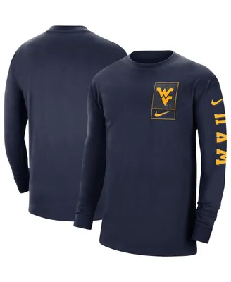 Men's Nike Navy West Virginia Mountaineers Seasonal Max90 2-Hit Long Sleeve T-shirt
