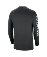 Men's Jordan Black Charlotte Hornets Courtside Max 90 Vintage-Like Wash Statement Edition Long Sleeve T-shirt