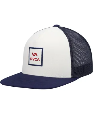 Men's Rvca White, Navy All the Way Trucker Snapback Hat