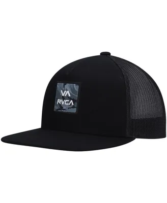 Big Boys Rvca Black Atw Print Trucker Snapback Hat