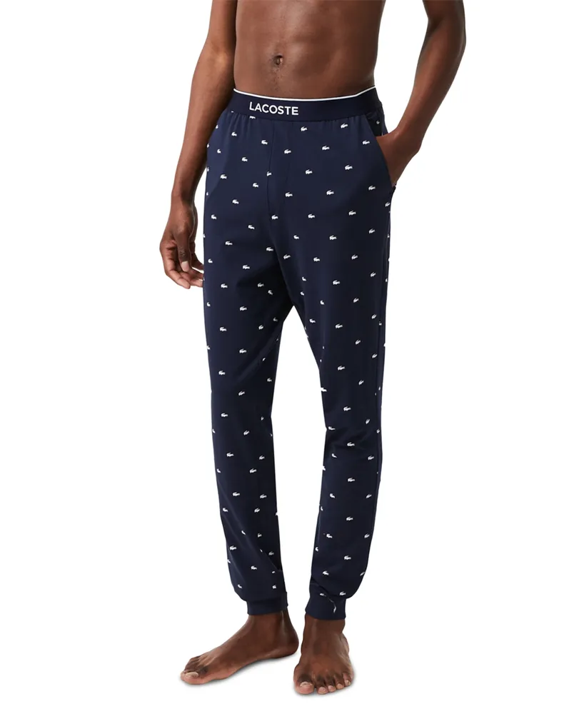 Lacoste Men's Stretch Croc Logo-Print Pajama Joggers