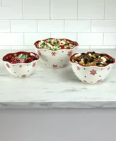 Euro Ceramica Winterfest 3 Piece Nesting Bowl Set