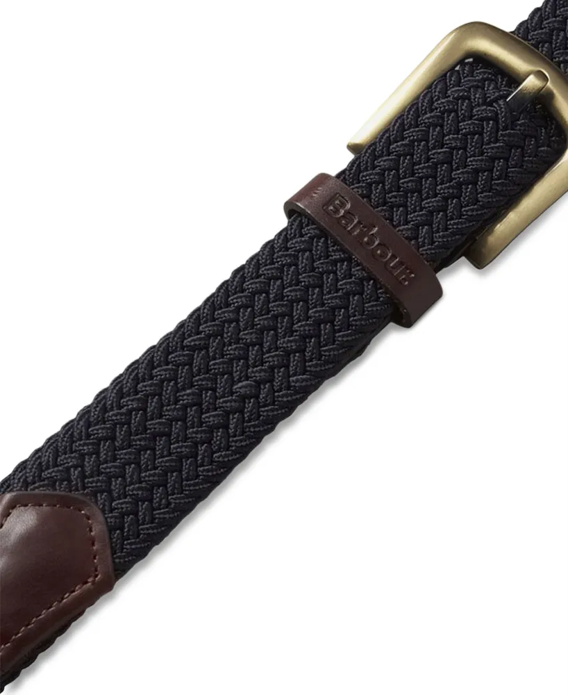 Barbour Men's Stretch Webbing Belt with Faux-Leather Trim