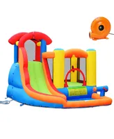 Costway Inflatable Bounce House Kid Water Splash Pool Slide Jumping Castle w/740W Blower