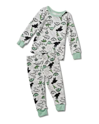 Infant Boy Green Dinosaur Print Long Sleeve Top and Jogger 2 Piece Pajama Set