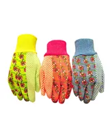 Women Soft Jersey Garden Gloves, 3 Pairs - Assorted Pre