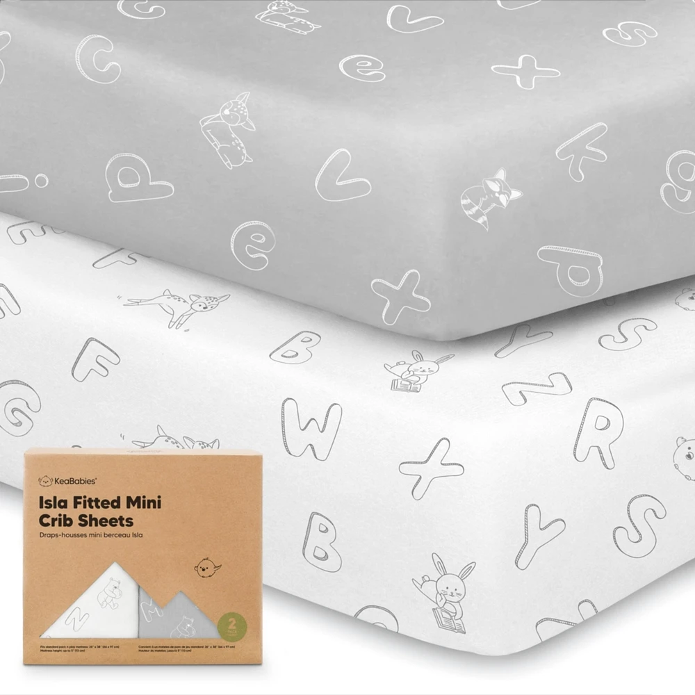 KeaBabies 2-Pack Mini Crib Sheets, Pack and Play Sheets Fitted, N Organic Fitted Sheet Cover