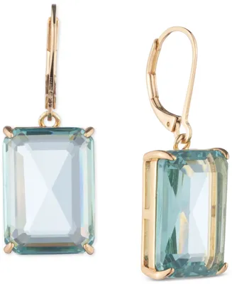 Lauren Ralph Gold-Tone Color Emerald-Cut Stone Drop Earrings