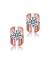 Genevive Sterling Silver Cubic Zirconia Shield Earrings