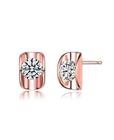 Genevive Sterling Silver Cubic Zirconia Shield Earrings