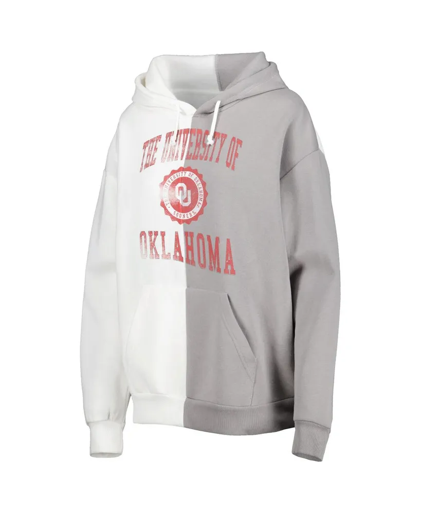 Women's Gameday Couture Gray and White Oklahoma Sooners Split Pullover Hoodie