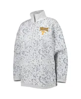 Women's Gameday Couture Heather Gray Tennessee Volunteers Leopard Quarter-Zip Sweatshirt