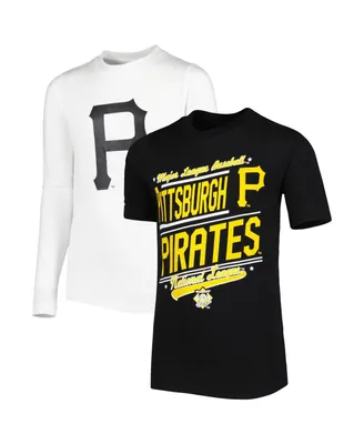 Big Boys Stitches Black, White Pittsburgh Pirates Combo T-shirt Set