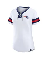 Women's Fanatics White New England Patriots Sunday Best Lace-Up T-shirt