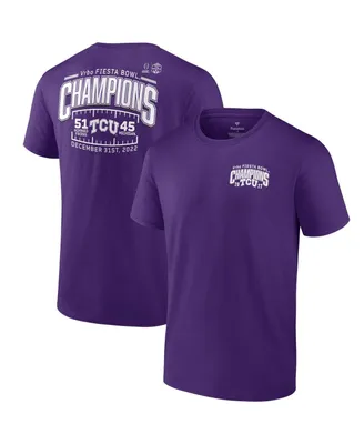 Men's Fanatics Purple Tcu Horned Frogs College Football Playoff 2022 Fiesta Bowl Champions Score T-shirt