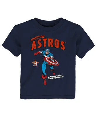 Toddler Boys and Girls Navy Houston Astros Team Captain America Marvel T-shirt