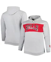 Men's Fanatics Heather Gray Chicago Bulls Big and Tall Wordmark Pullover Hoodie