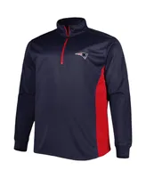 Men's Navy New England Patriots Big and Tall Quarter-Zip Top