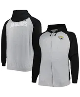 Men's Heather Gray Jacksonville Jaguars Big and Tall Fleece Raglan Full-Zip Hoodie Jacket