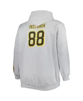 Men's David Pastrnak Heather Gray Boston Bruins Big and Tall Player Lace-Up Pullover Hoodie