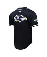 Men's Pro Standard Lamar Jackson Black Baltimore Ravens Mesh Baseball Button-Up T-shirt