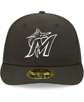 Men's New Era Miami Marlins Black and White Low Profile 59FIFTY Fitted Hat
