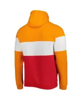 Men's New Era Red and Orange Tampa Bay Buccaneers Colorblock Throwback Pullover Hoodie