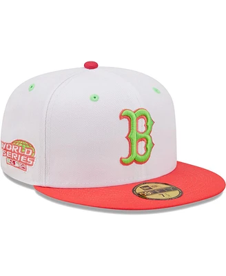 Men's New Era White, Coral Boston Red Sox 2004 World Series Strawberry Lolli 59Fifty Fitted Hat