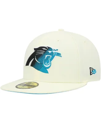 Men's New Era Cream Carolina Panthers Chrome Color Dim 59FIFTY Fitted Hat
