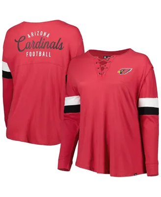 Women's New Era Cardinal Arizona Cardinals Plus Athletic Varsity Lace-Up V-Neck Long Sleeve T-shirt