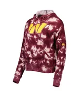 Women's New Era Burgundy Washington Commanders Cloud Dye Fleece Pullover Hoodie