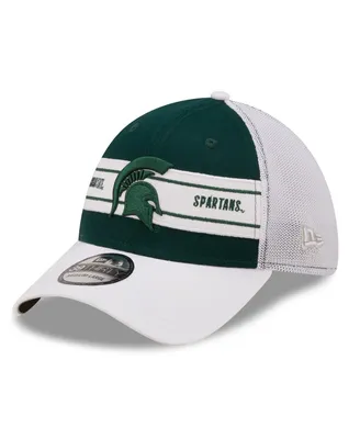 Men's New Era Green, White Michigan State Spartans Banded 39THIRTY Flex Hat