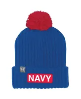 Men's Under Armour Royal Navy Midshipmen 2022 Special Games Nasa Cuffed Knit Hat with Pom