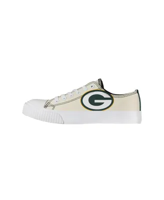 Women's Foco Cream Green Bay Packers Low Top Canvas Shoes