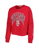 Women's '47 Brand Red Wisconsin Badgers Parkway Ii Cropped Long Sleeve T-shirt