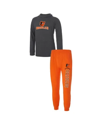 Men's Concepts Sport Orange and Charcoal Baltimore Orioles Meter Hoodie Joggers Set