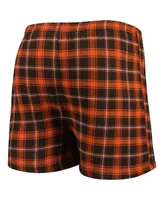 Men's Concepts Sport Brown and Orange Cleveland Browns Ledger Flannel Boxers