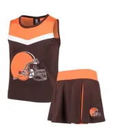 Big Girls Brown, Orange Cleveland Browns Two-Piece Spirit Cheerleader Set