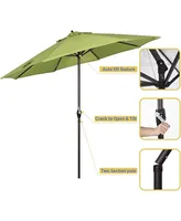 California Umbrella Aluminum Crank Open Kiwi Olefin Patio Umbrella, 9'