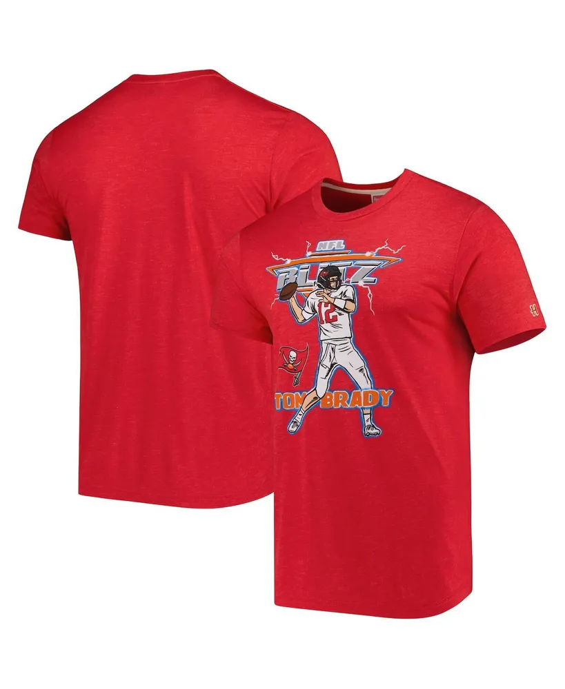 Men's Homage Tom Brady Heathered Red Tampa Bay Buccaneers Nfl Blitz Player Tri-Blend T-shirt