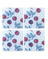 American Atelier 4 X 4" Cherry Picking Glass Coasters Set, 4 Piece