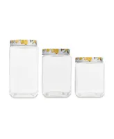 American Atelier Meyer Lemons Square Glass Jars Set, 3 Piece