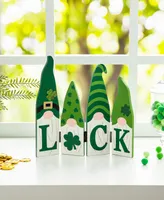 Glitzhome 12.25" L St. Patrick's Wooden Luck Shamrock Gnome Table Decor