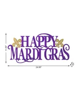 Glitzhome 24" L Metal "Happy Mardi Gras" Wall Decor