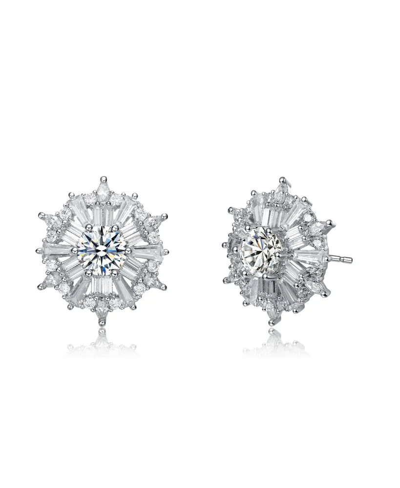 Genevive Sterling Silver Cubic Zirconia Star Shine Like Stud Earring