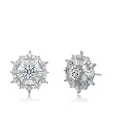 Genevive Sterling Silver Cubic Zirconia Star Shine Like Stud Earring