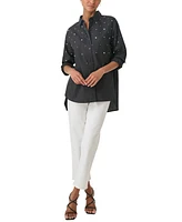 Karl Lagerfeld Paris Women's Embellished Button-Down Poplin Blouse