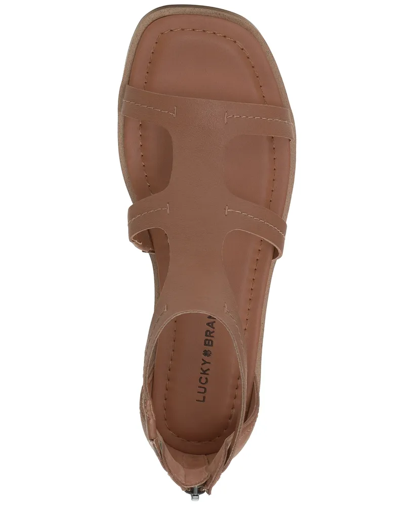 Lucky Brand Women's Nayda T-Strap Gladiator Flat Sandals